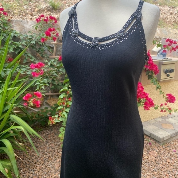 Vintage St John Evening by Marie Gray Formal Gown Knit Maxi Dress Black Sz 4 EUC - Picture 7 of 13
